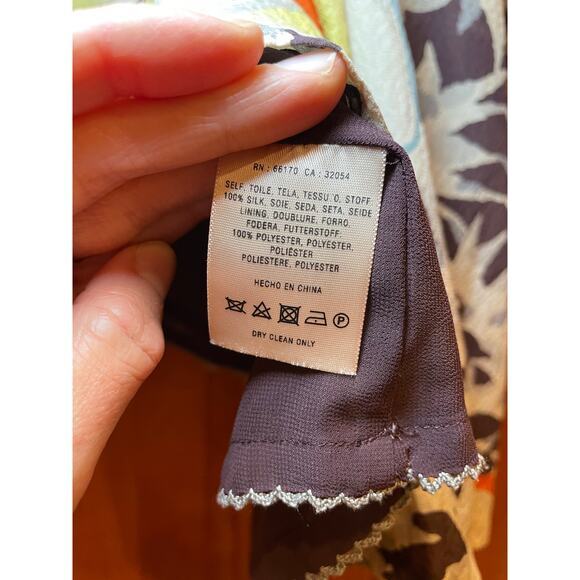 HD in Paris Anthropologie Women 2 Silk Dress Fern & Flower Flowy Slip Dress Boho - Picture 12 of 14